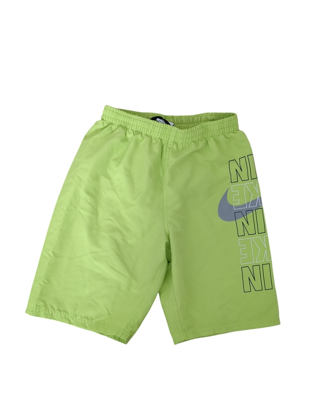Nike Boys Neon Lime Green Swim Shorts with Side Logo (Size L)
